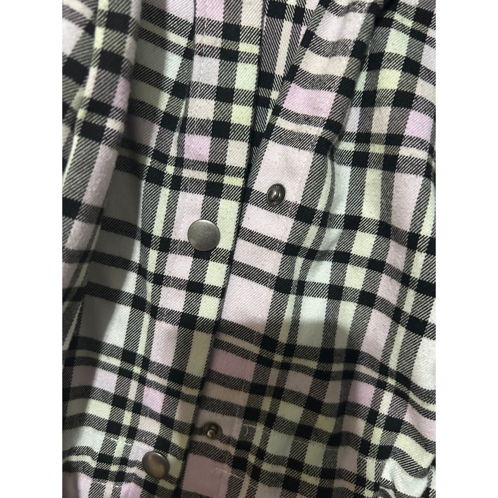 Torrid Plaid Hooded Shirt Jacket White Pink Black Snap Front Plus Size - Picture 11 of 14